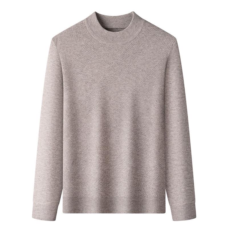 Men's High Collar Jacquard Knit Sweater - Autumn/Winter Business Casual