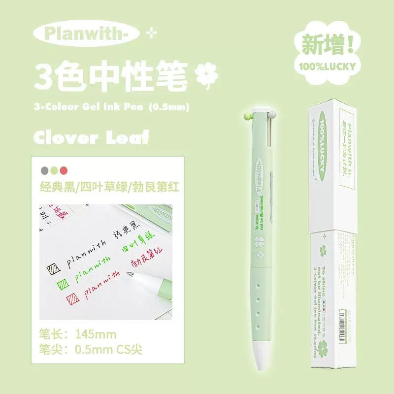 3/12 Color 3 in 1 Multi Functional Click Gel Pen Retractable Ballpoint Pen for Journal Writing Stationery School Office Supplies