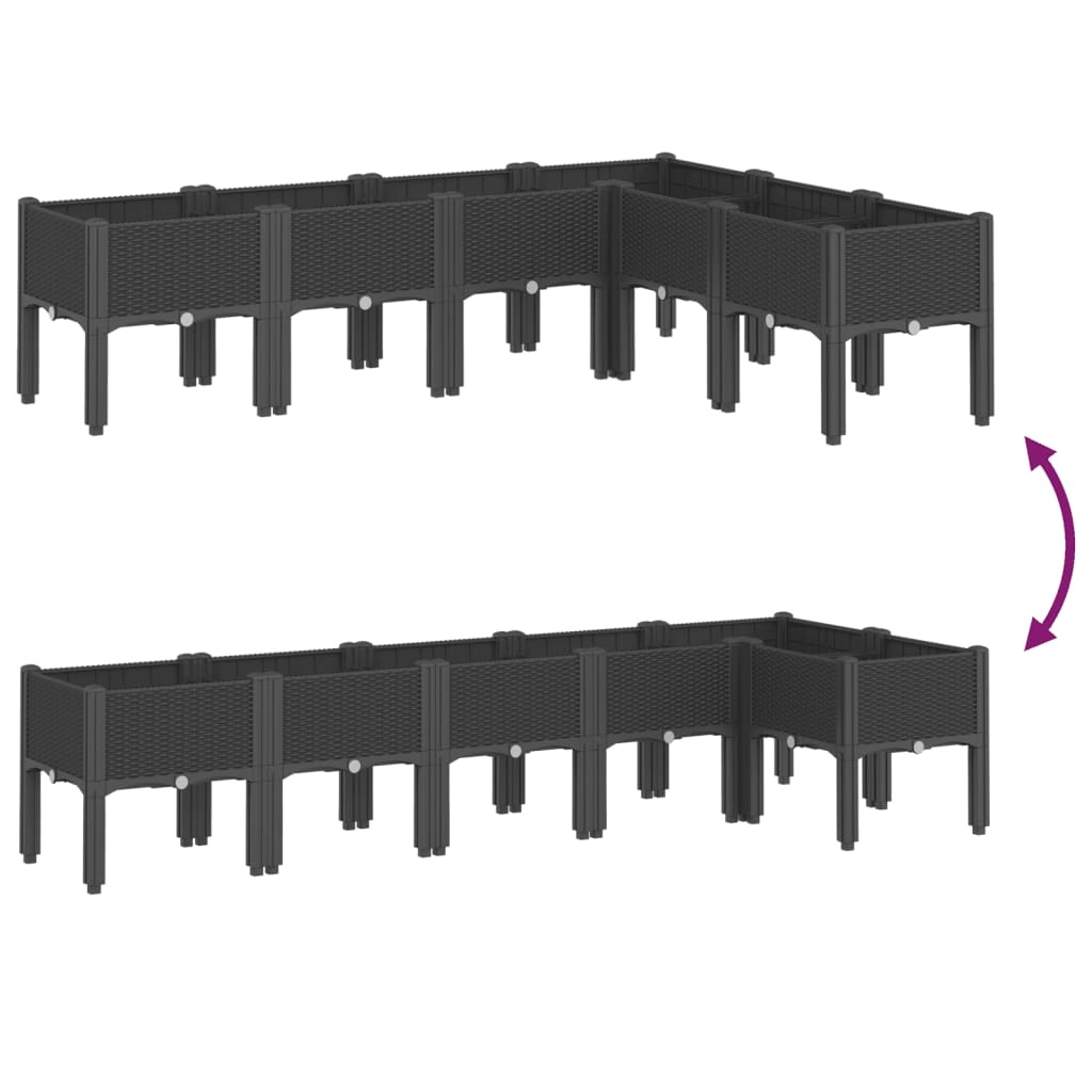 Planter with Legs Black 160 x 120 x 42 cm PP