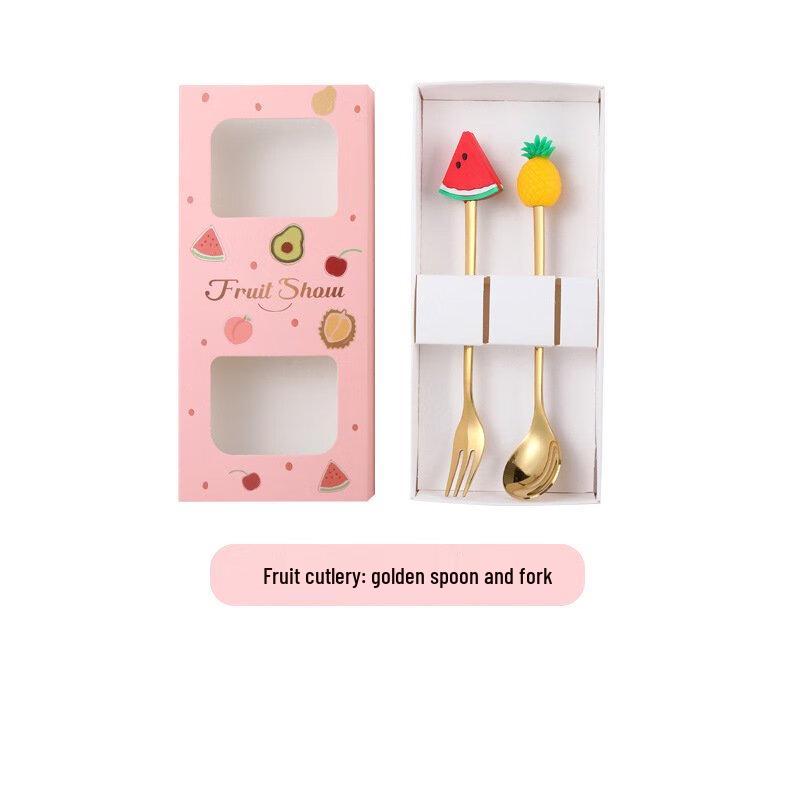 

ZISIZ Gold Stainless Steel Coffee Spoon and Fork Set