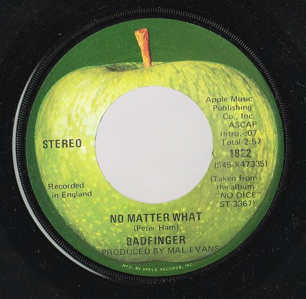 

7inch Record BADFINGER - No Matter What 1822 Apple Records 1970 US Rock Used