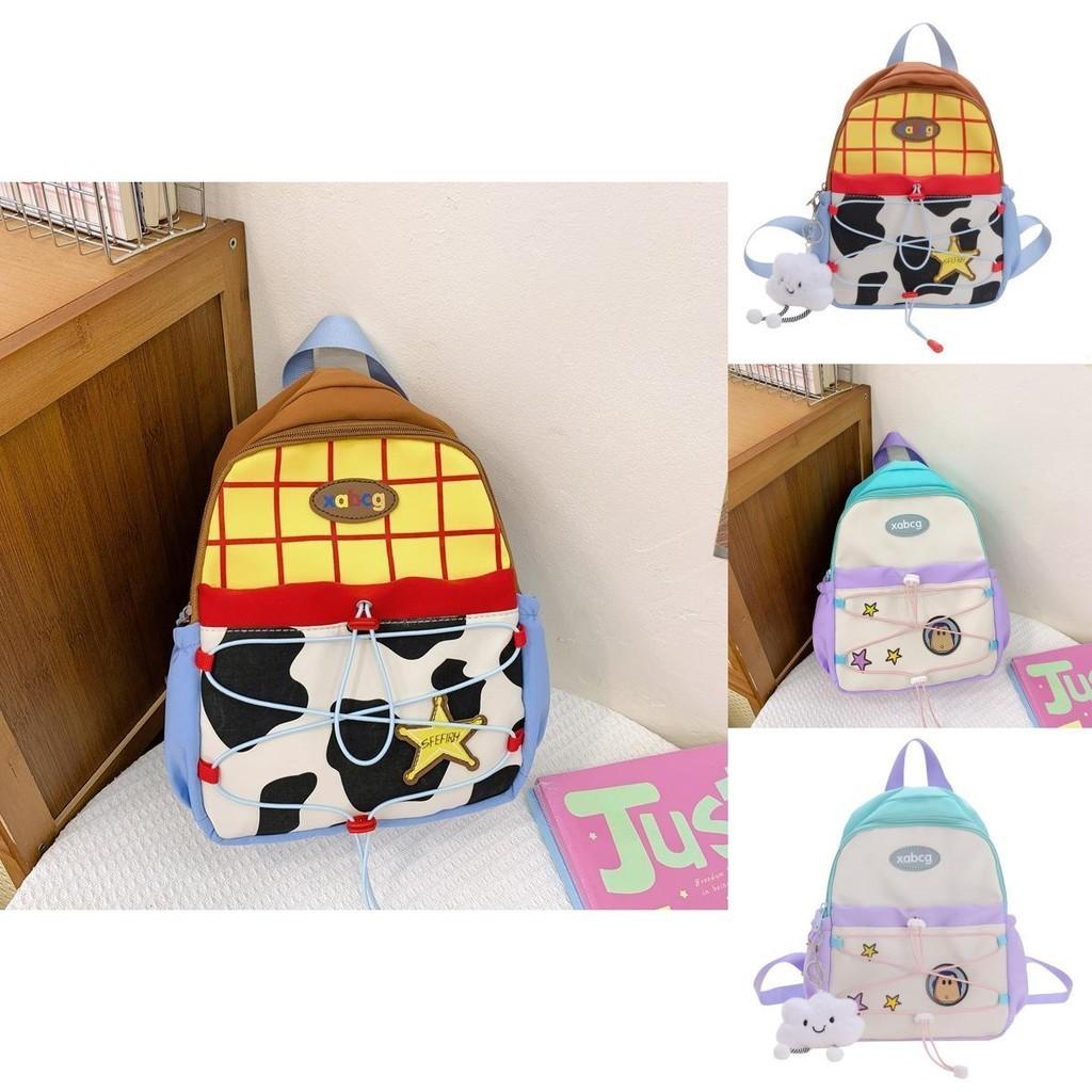 Adorable Cartoon Backpack For Kids With Breathable Nylon Material And Fun Geometric Patterns