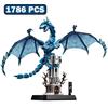 MOC Evil Dragon Beast Castle Ruins Scene Building Blocks Magic Animal Rings Dragon with Soft Wings Bricks Toys Kids Adults Gifts