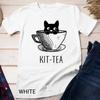 Katzen T-Shirts Kit-Tea Lustiges Katzenliebhaber Geschenk Niedliche Schwarze Katze Unisex T-Shirt
