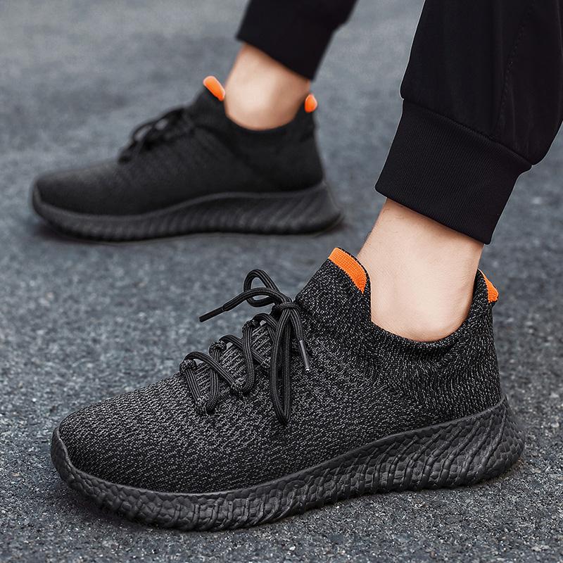 Men's Fashion Breathable Sports Flyknit Mesh Shoes Outdoor Hiking Shoes Tourism Walking Socks Shoes