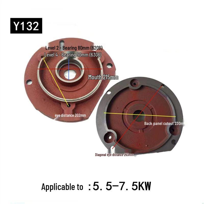 Horizontale Motor-Endkappe für Y80-355, 5,5 kW, Vorder- und Rückseite