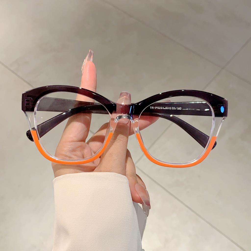 KAMMPT Vintage Cat Eye Glasses Women Multicolor Rim Blue Light Blocking Eyewear Ins Trendy Fashion Non-prescription Eyeglasses