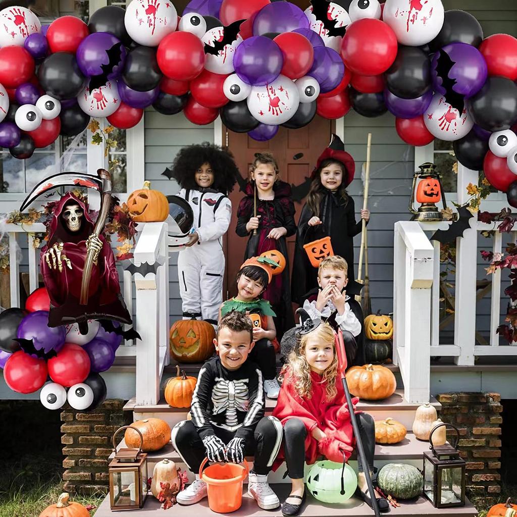 20.24 Million Halloween Balloon Chain Arch Set Halloween Blood Handprint Balloon Decoration Ghost Party Balloon Supplies