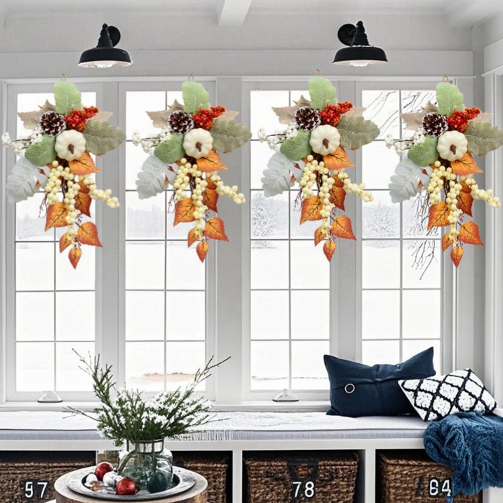 Thanksgiving Simulation Wall Hanging Pumpkin Berry Maple Leaf Bow Small Pendant