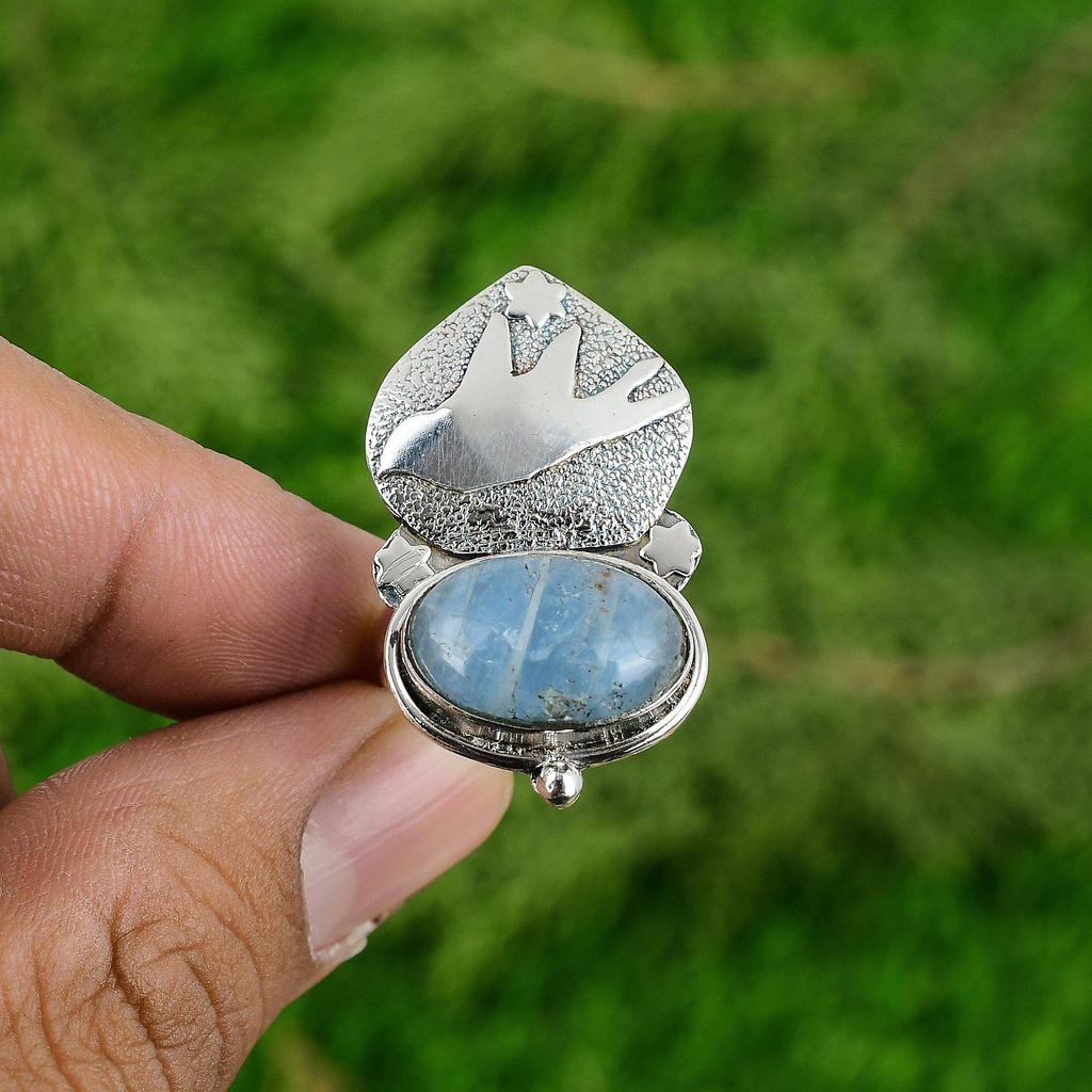 Womens day Sale Aquamarine Gemstone March Wife Bird Ring Jewelry Sterling Silver