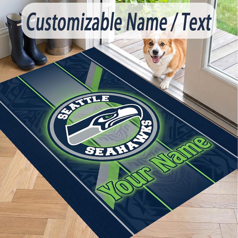 Custom Text Printed Rug Seattle Seahawks Non Slip Floor Carpet For Home Room Decor