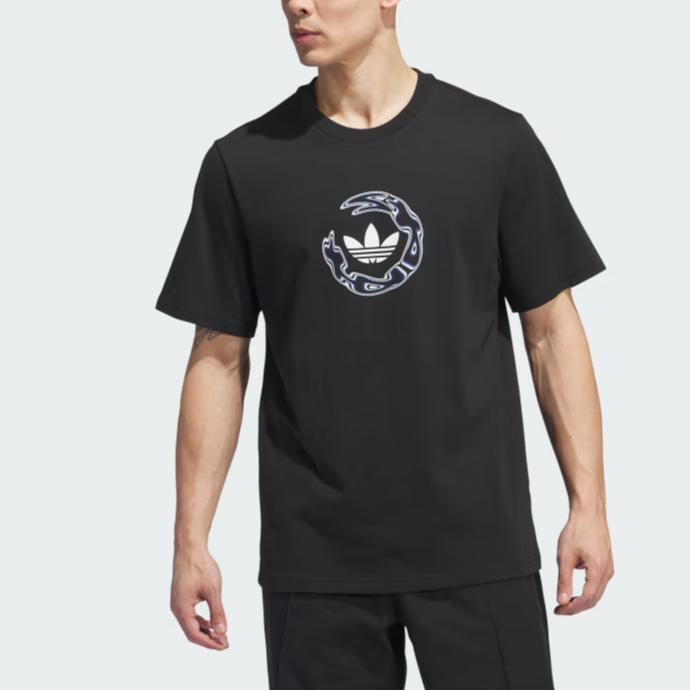 Adidas Originals Skateboarding Wide Angle Logo Print Casual Crew Neck Short Sleeve T-Shirt Men T-Shirt Black IZ1934