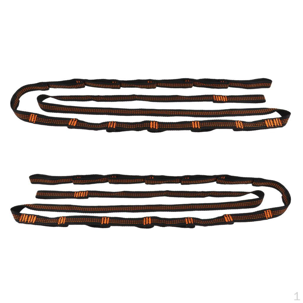 1 Pair of Hammock Hanging Belt Nylon Rope Outdoor Camping Tool 280x2.5cm with 14 Adjustable Loops