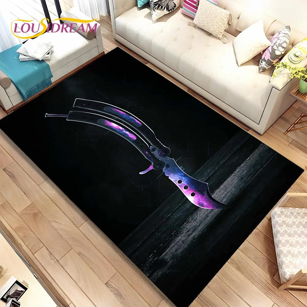 CS,knife,Swiss Knife Sword Games Area Rug,Carpet Rug for Home Living Room Children Bedroom Sofa Doormat Decor,Non-slip Floor Mat
