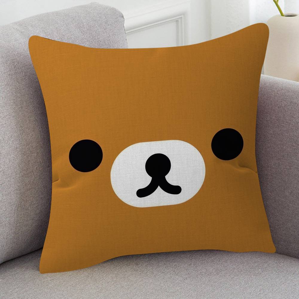 Anime Rilakkuma Cartoon Series Square Pillowcase Soft Waist Sofa Cushion Cover Bedroom Room Pillowcase