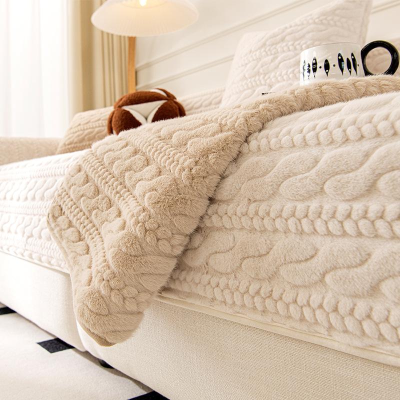 Light Luxury Sofa Cushion, Autumn And Winter Millet Mink Fleece Thickened Warm Seat Cushion, High-End Sofa Cover Cover Cloth Towel