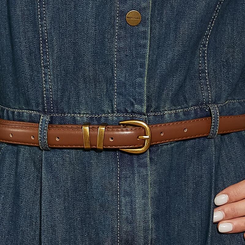 Elegantes Damen-Denim-Langarmkleid in mittlerer Länge