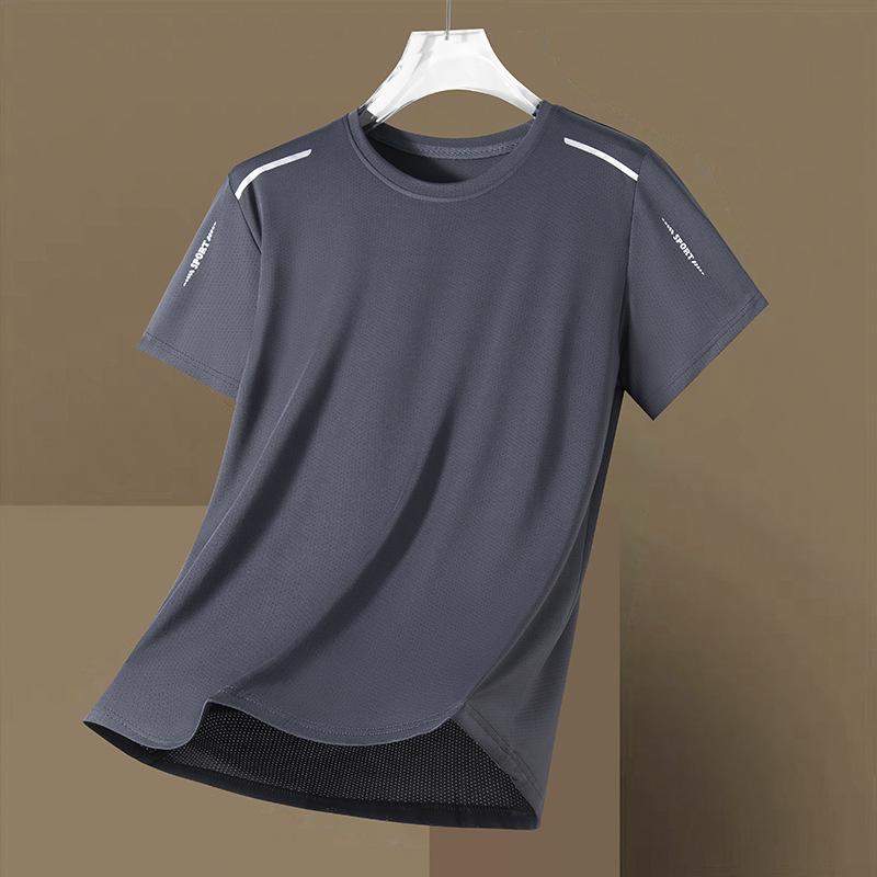 Quick-drying T-shirt High Elastic Short-sleeved Breathable Ice Silk Round Neck Men's Sports Running Outdoor Sun Protection