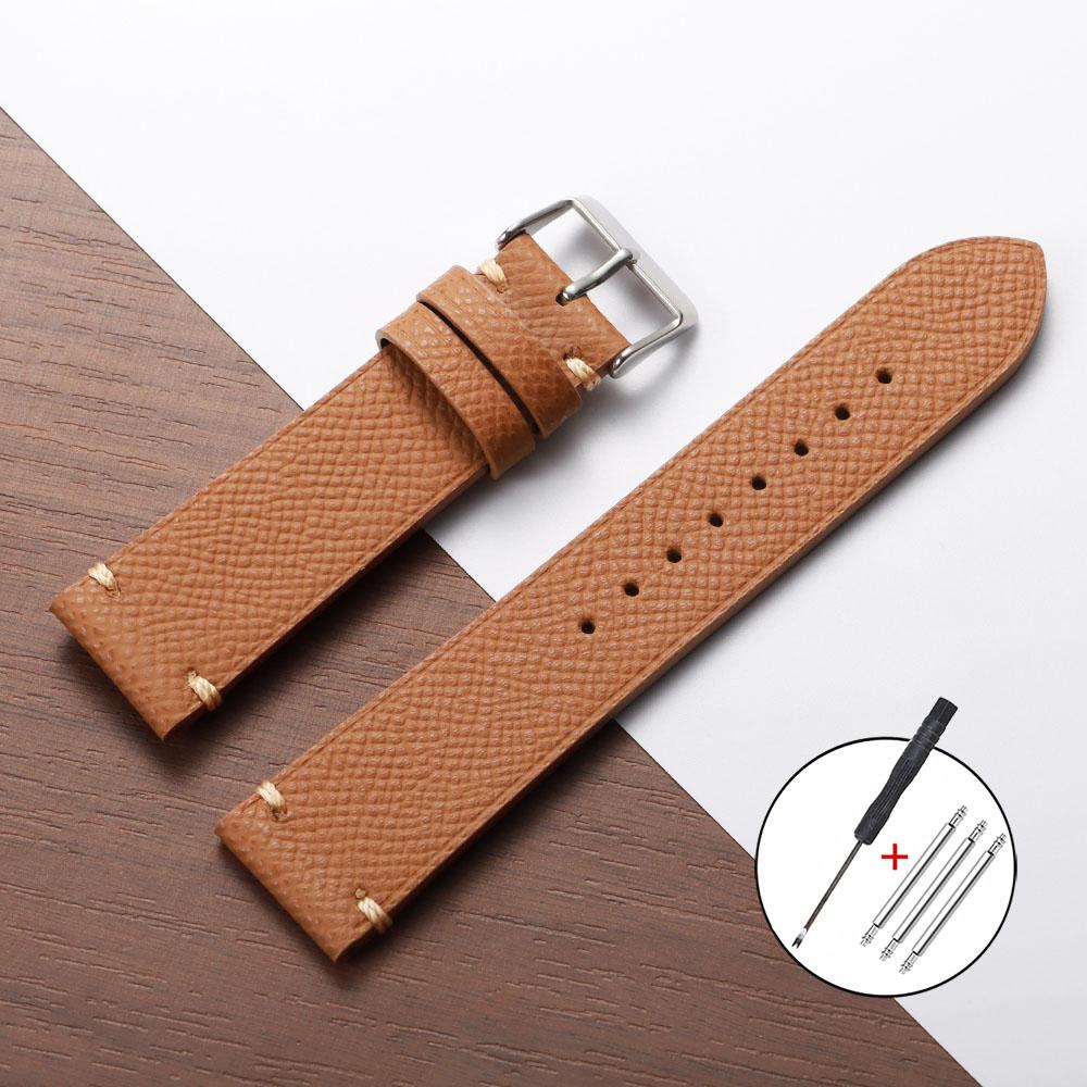 Premium Handmade Genuine Leather Strap Soft Palm Grain Cowhide Watch Band 18/19/20/22mm Black Grey Brown Bracelet belt for Seiko