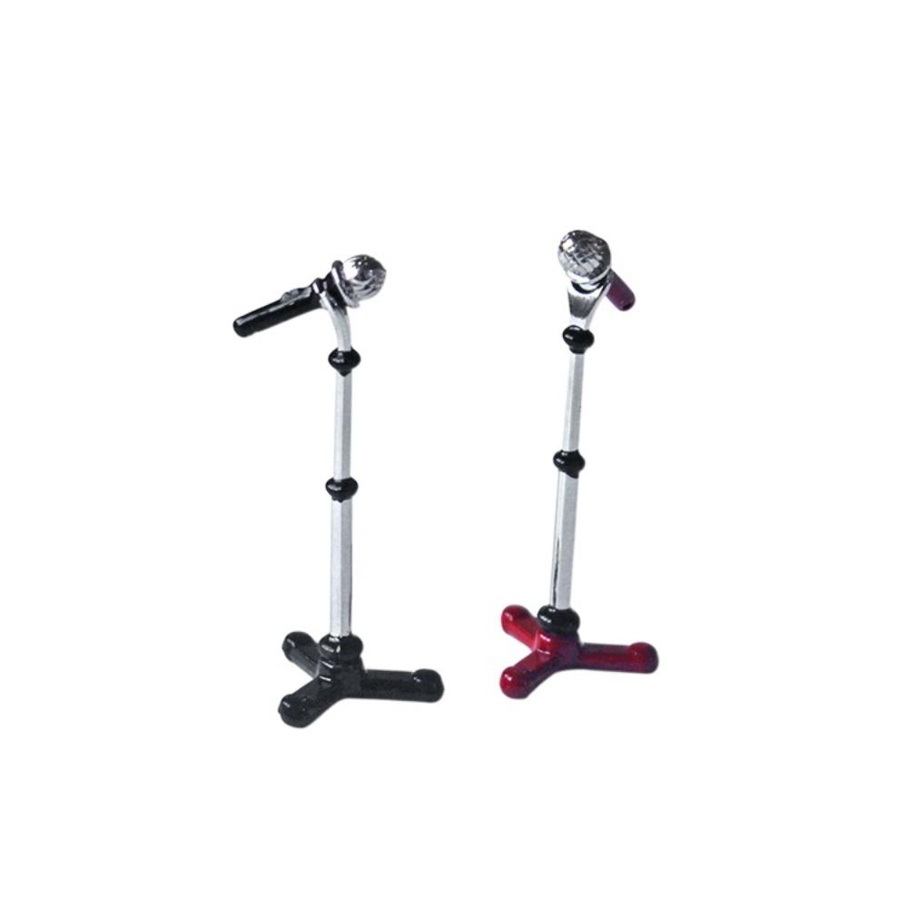 Zinc Zinc Alloy Mini Microphone Model Furniture 1:12 Dollhouse Accessories Microphone Stand  Play House