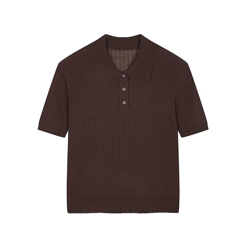 LESS 2025 Summer Straight-Fit Short Sleeve Knit Polo Shirt