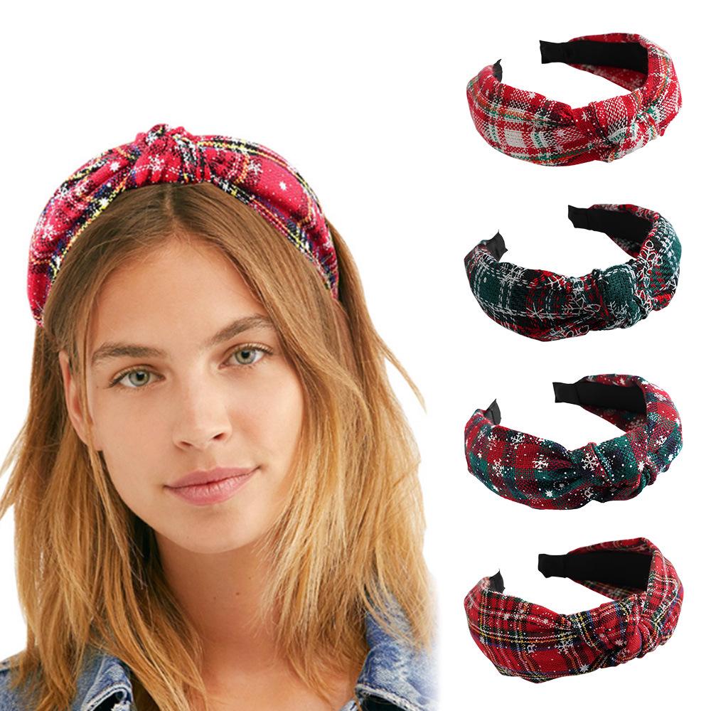 Karierte Weihnachts-Haaraccessoires: Festliches Stirnband & Haarspange
