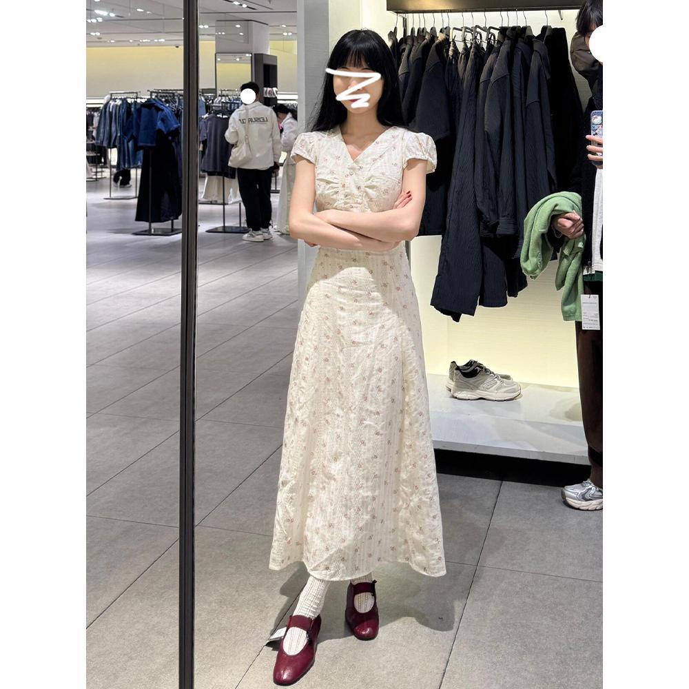 

New beautiful gentle wind floral dress children s summer casual small waist dress XL- (recommended 110-60kg)