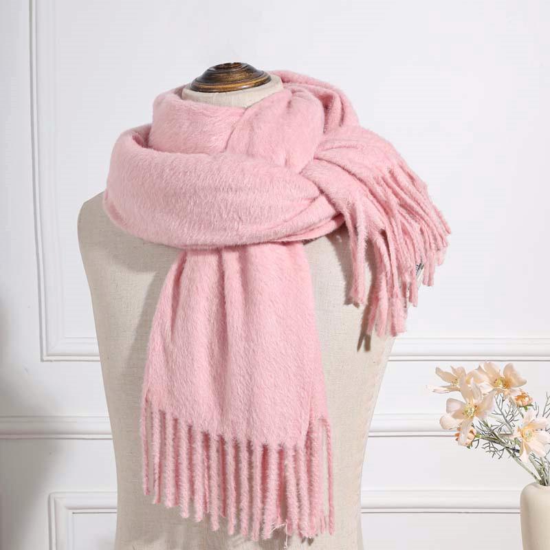 Imitation cashmere scarf women's autumn and winter mink hair men's scarf light luxury high-end sense solid color scarf Korean atmosphere sense