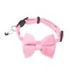 1PC Cute Pet Suede Bow Tie Collar with Bell Breakaway Adjustable Solid Color Safety Collar for Kitten Puppy