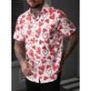Spring Summer Men Short Sleeve Shirt Men Casual 3D Digital Print Simple Style Shirt Tops 100% Polyester