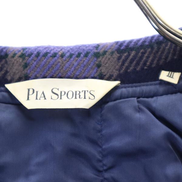 PIA SPORTS Made In Japan Wool Check Jacket ? 3 Blue Men's Used