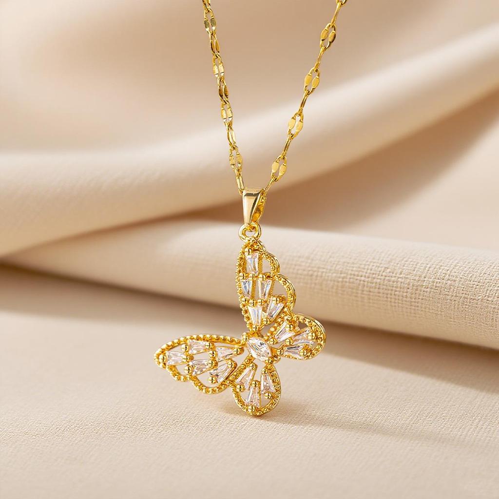 Elegant Light Luxury Zircon Necklace for Women - Gold-Plated, Simple Clavicle Chain
