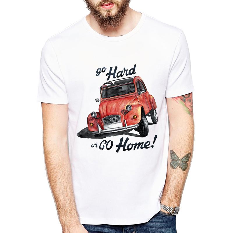 Driftbil/Solnedgångsstad bil Mode T-shirt Män Sommar klassisk Bil T-shirt vit Kreativ Design Toppar Text Gå hårt, eller gå hem