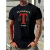 Europese maten Heren Katoenen T-shirt met Gedurfde "TENNENT's SUPER" Grafische Print - Micro-Stretch Gebreide Stof, Klassieke Ronde Halslijn, Comfortabel