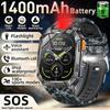 New Rugged Military Smart Watch Men 1400 mAh battery 2.01inch Bluetooth Call Health monitoring device LED flashlight Smart watch