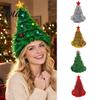 Xmas Party Photo Prop Christmas Tree Hat for Adults Kids, Festive Green Onion Holiday Headwear Lightweight Comfortable Costume with Star Decoration,