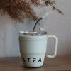 480ml Stainless Steel Portable Coffee Cups with Straw and Lid Portable Office Home Water Bottles Thermos Mug Drinkware Tea Cup