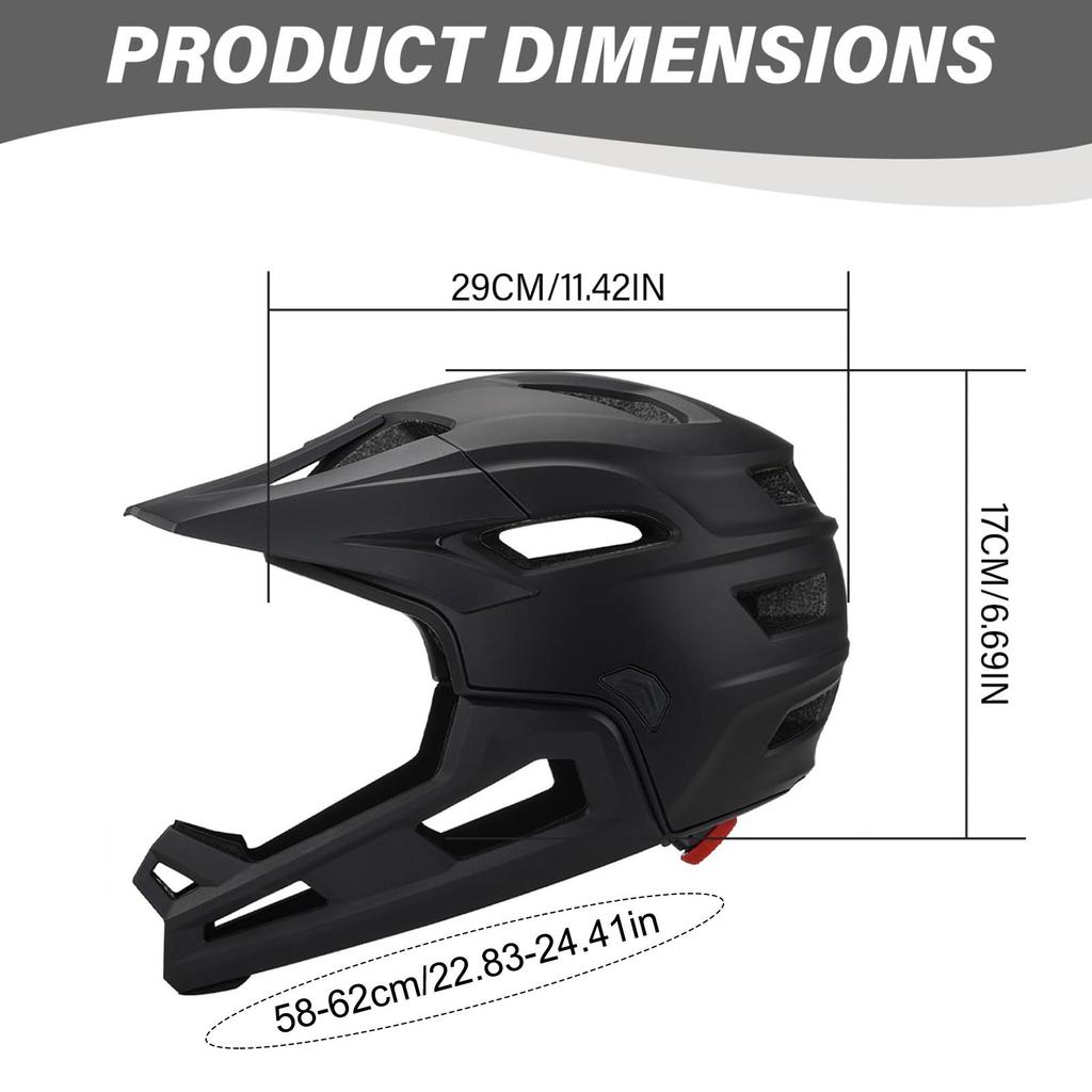 Adult Full Face Bike Helmet Mountain Bike Helmet BMXDirtbike Skateboard With Detachable Chin Guard Safety Head Protection