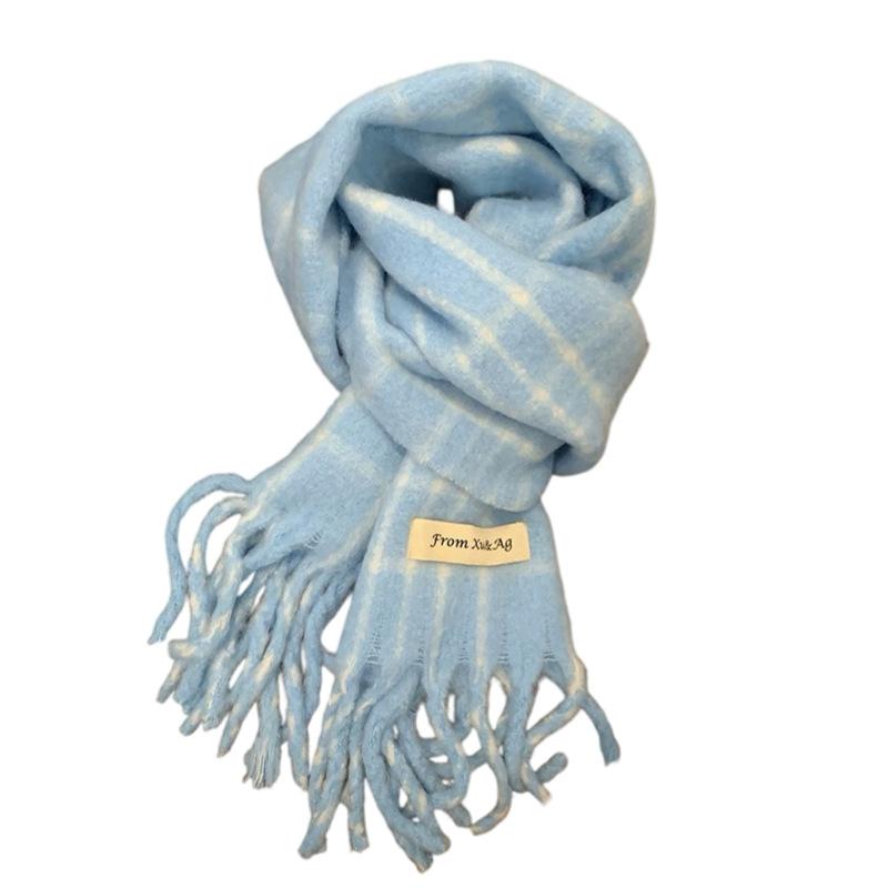 Cold Scarf Women's Autumn and Winter New Plaid Korean Atmosphere Thickened Warm and Cold Shawl Neck Protection Scarf Women