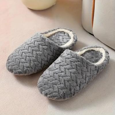 Soft Sole Slippers Unisex Indoor Flat Shoes Cozy Autumn Winter Cotton Plush Warm Bedroom Footwear