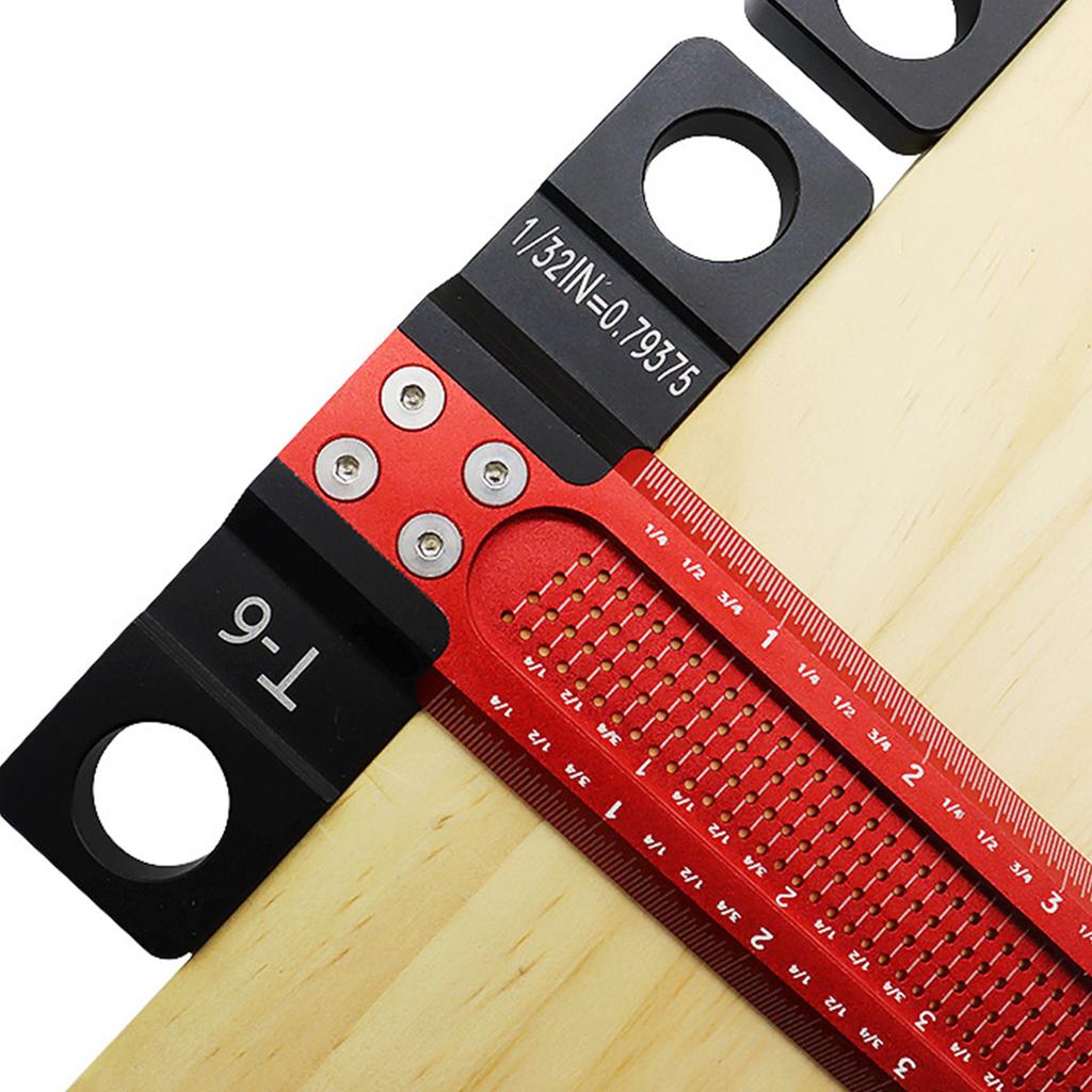 Einfach zu bedienen 138mm Holzbearbeitung Aluminiumlegierung Loch Präzisionsmarkierung für T-Lineal Einfach zu bedienen Holzbearbeitungslineal