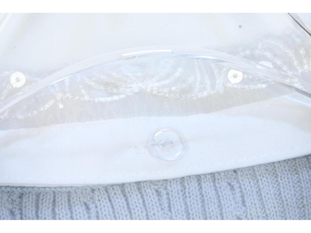 2025 Spring Grey Knit Cardigan with Sequin & Rhinestone Lapel