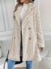 Double-Breasted Plush Cardigan Coat for Women - Mid-Length with Pockets and European-American Style