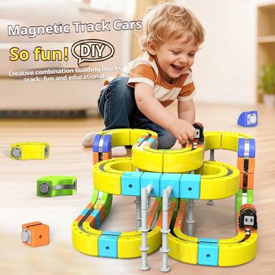 Set Piste Magice Anti-Gravitație cu Tren Magnetic Electric Cub Jucărie Tren Electric Modele de Joacă pentru Copii Puzzle Asamblare DIY