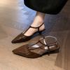 Fashion New Summer Pointed Toe Women Sandals Fashion Singbacks Mules Shoes Ladies Elegant Low Heel Stripper Party Sandals Zapatos Mujer