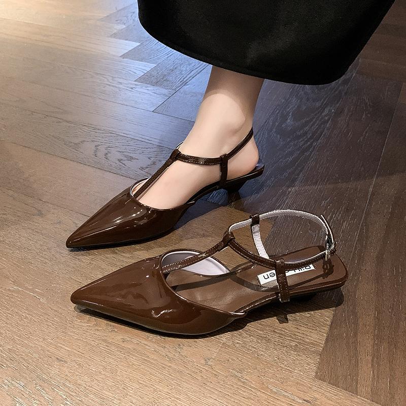Fashion New Summer Pointed Toe Women Sandals Fashion Singbacks Mules Shoes Ladies Elegant Low Heel Stripper Party Sandals Zapatos Mujer