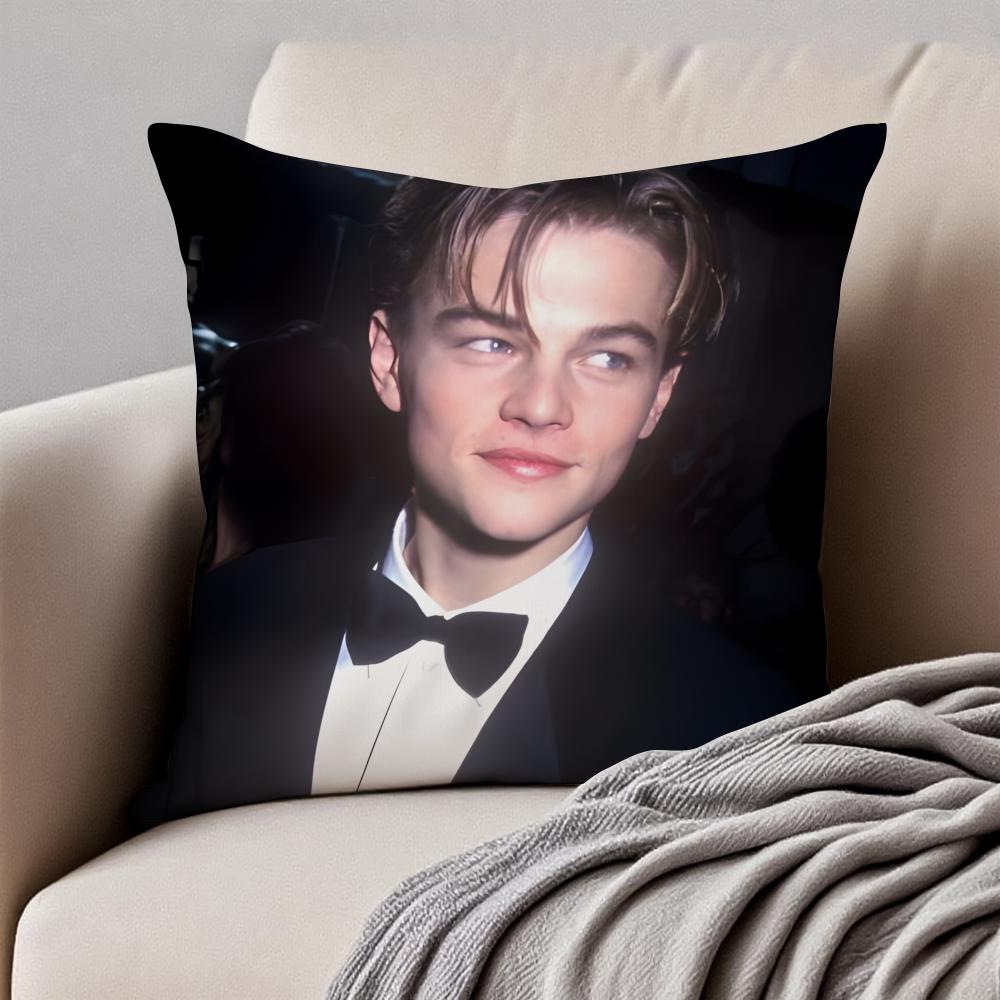 Handsome Actor lLeonardo DiCaprio Cushion Cover Pillowcase Antidustmite Invisible Zipper Short Plush Sofa Cushion