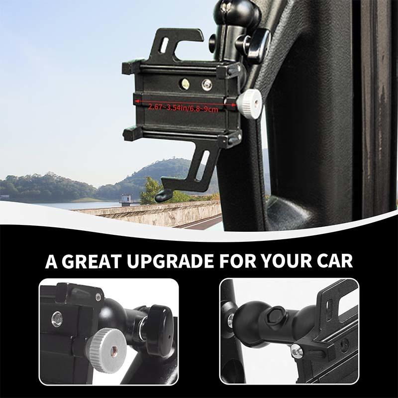 Uchwyt na telefon na słupku A, górny uchwyt, wspornik, stojak na telefon GPS, pasuje do Jeepa Wranglera JL dla JT Gladiatora 2018-2023, akcesoria do wnętrza samochodu