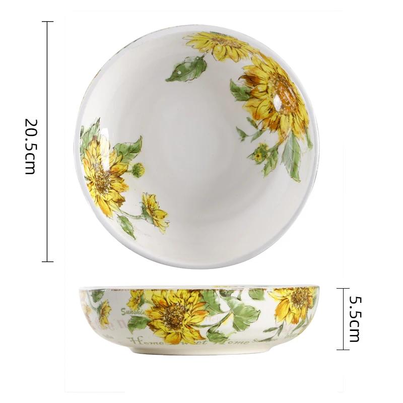Creative Irregular Ceramic Plates Exquisite Sunflowers Plate Delicious Dishes Deep Soup Plate Afternoon Tea Dessert Tableware