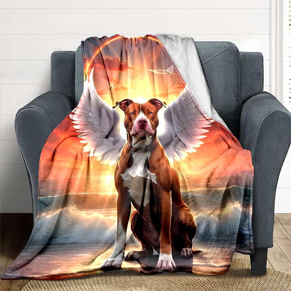 

1pc Angel Dog Blanket Lightweight Flannel Blanket Throw Blanket For Sofa, Bed, Travel, Camping, Livingroom, Couch, Chair, And Bed yy2509026155 100x150cm